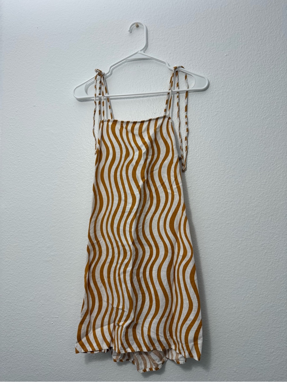 Target Striped Backless Tie-Shoulder Dress in Mustard and White